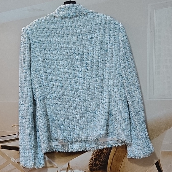 Grace Elements Sky Blue and White Tweed Blazer - Picture 2 of 7